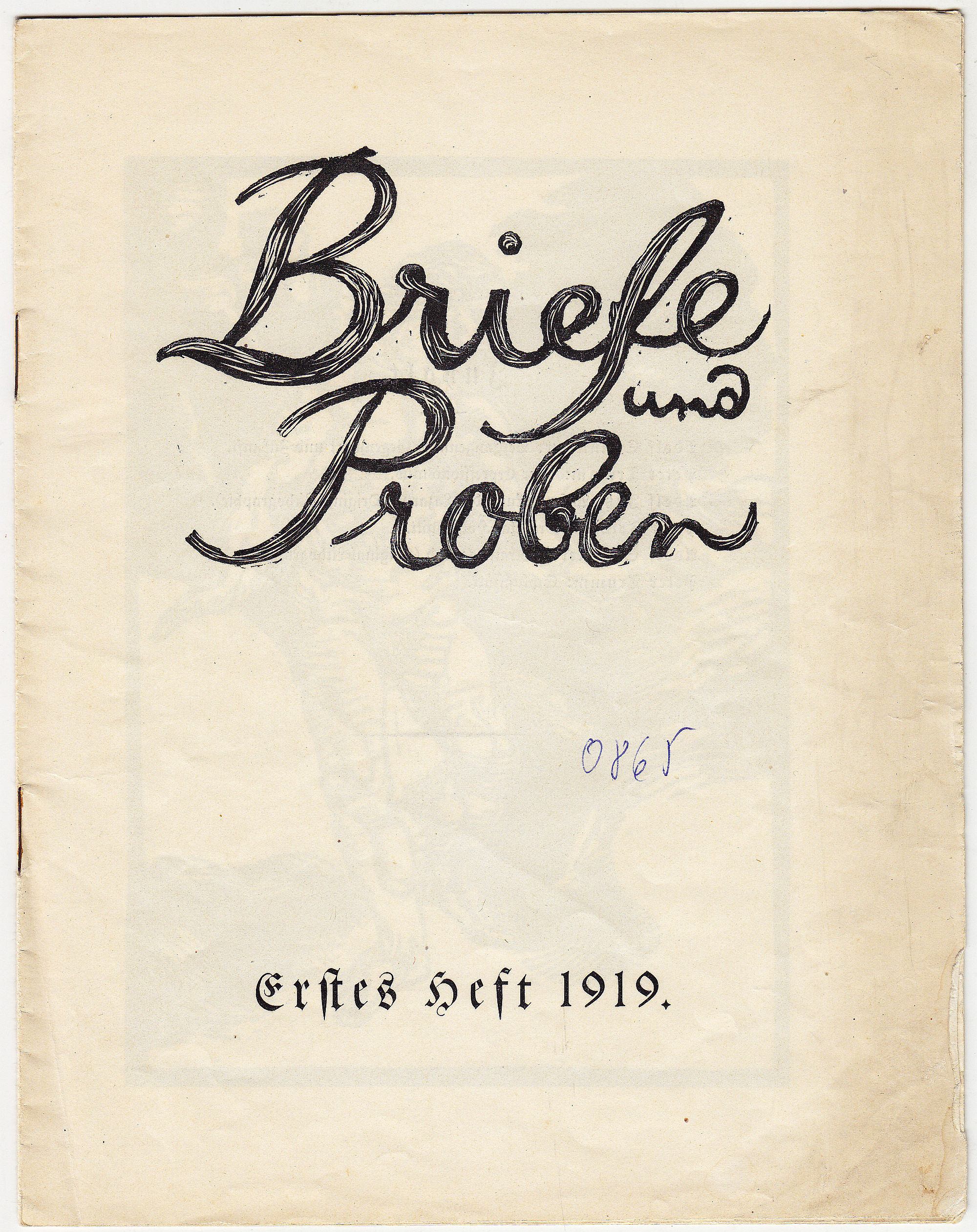 A. Schinnerer, P. Trumm, A. Jutz, Briefe und Proben, Heft 1, 1919, Zeitschrift, Anti-Expressionismus-image