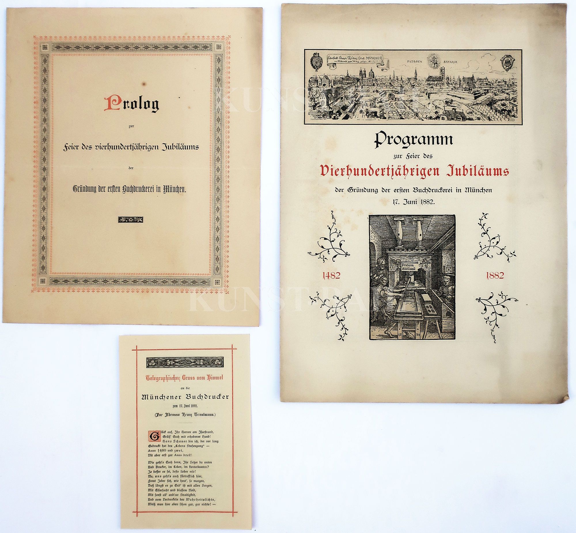 Buchdruck in München, Jubiläum 1482-1882, 3 Broschuren zur Feier von 1882-image