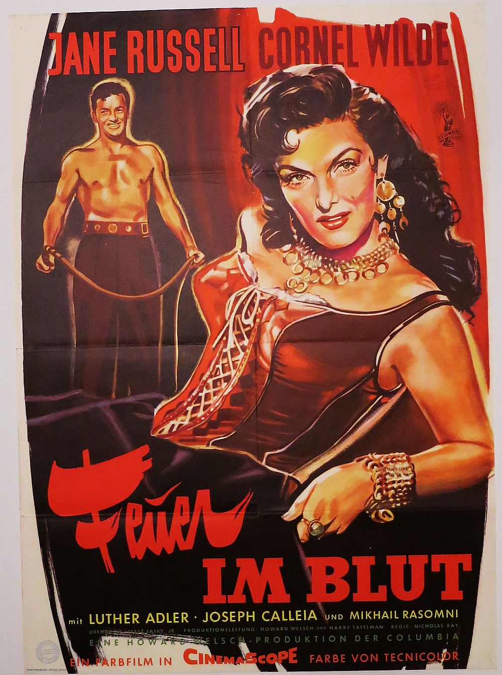 Feuer im Blut, Orignial Kinoplakat, Deutsche EA 1956, mit Jane Russel-image