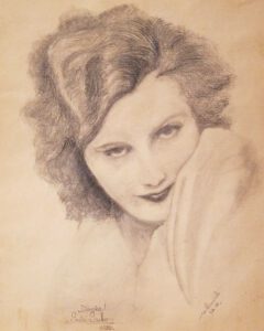 Greta Garbo, Bleistiftzeichnung von Josef Howanetz, 1928-image