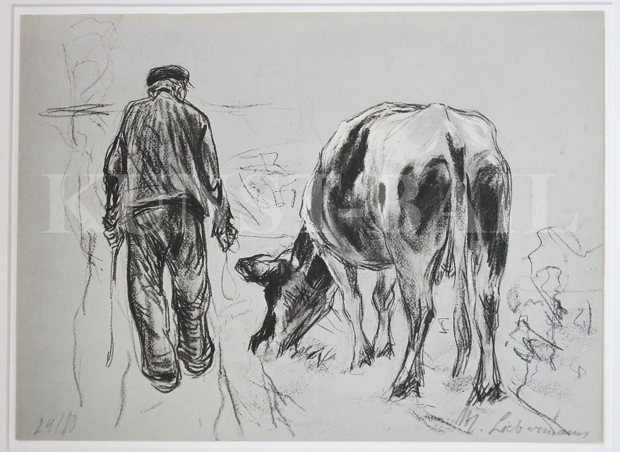 Max Liebermann, Bauer mit Kuh, Lithographie, signiert, nummeriert-image