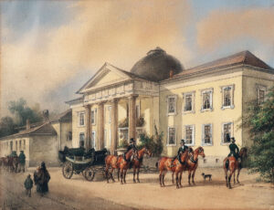 Carl Schulz, Herrschaftliche Villa mit Kutsche, Aquarell, signiert, 1846-image