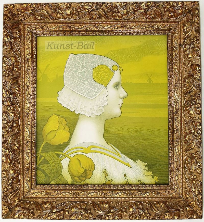 Paul Emile Berthon, Sa Très Gracieuse Majesté La Reine WilhelminePaul Emile Berthon, Farblithographie, 1901-image