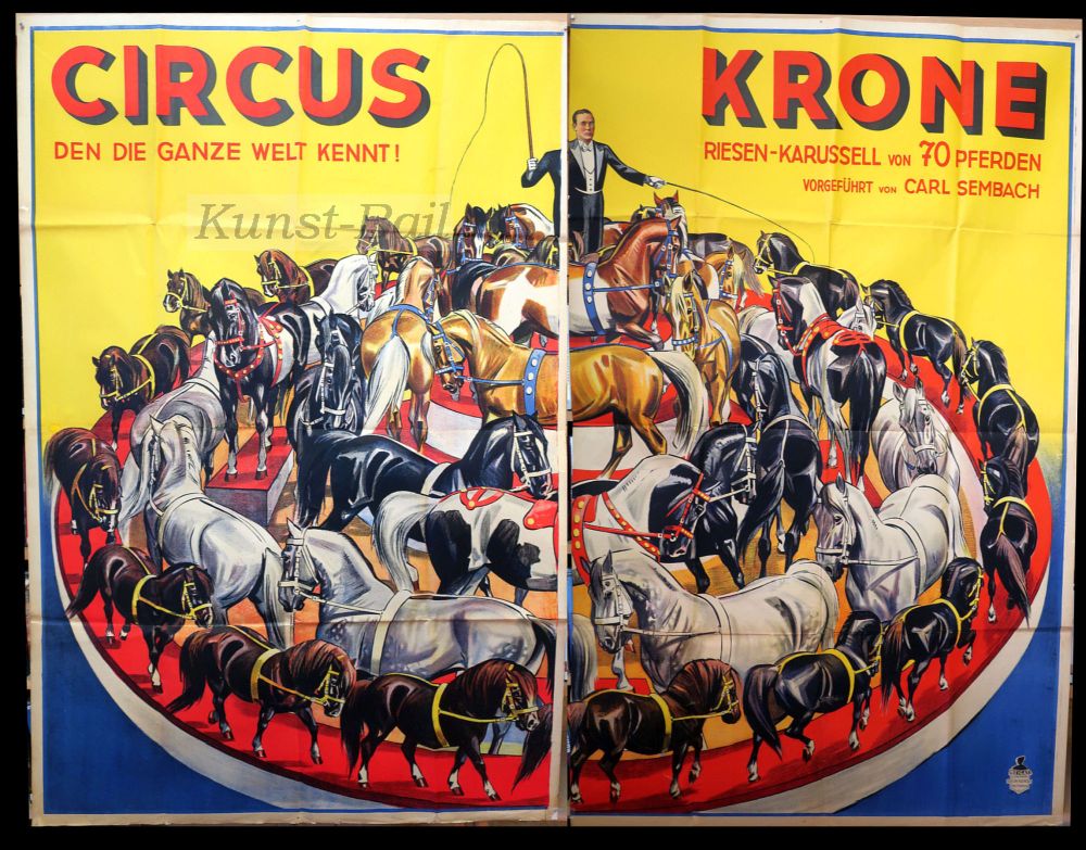 Cirkus Krone - Den die ganze Welt kennt! Großplakat in 2 Teilen, wohl um 1935/40-image