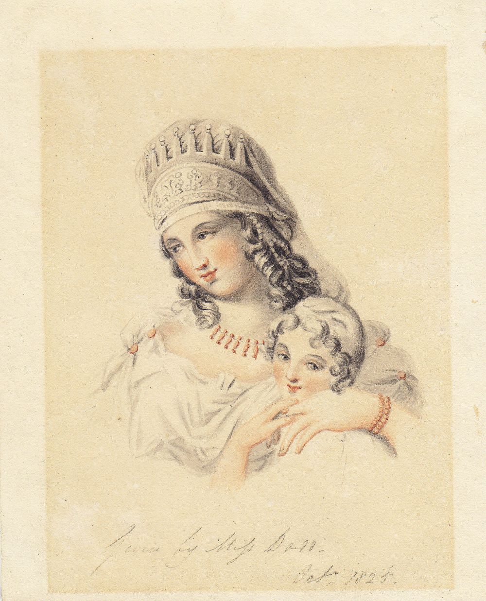 Miss Dodd, Mutter und Tochter, Aquarell über Tusche auf Karton, 1825-image