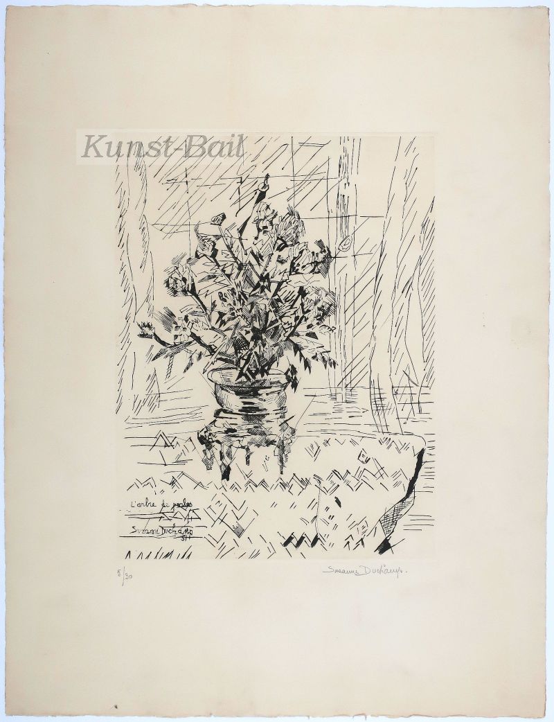 Suzanne Duchamp, L`arbre de perles, Radierung, signiert, 1951-image