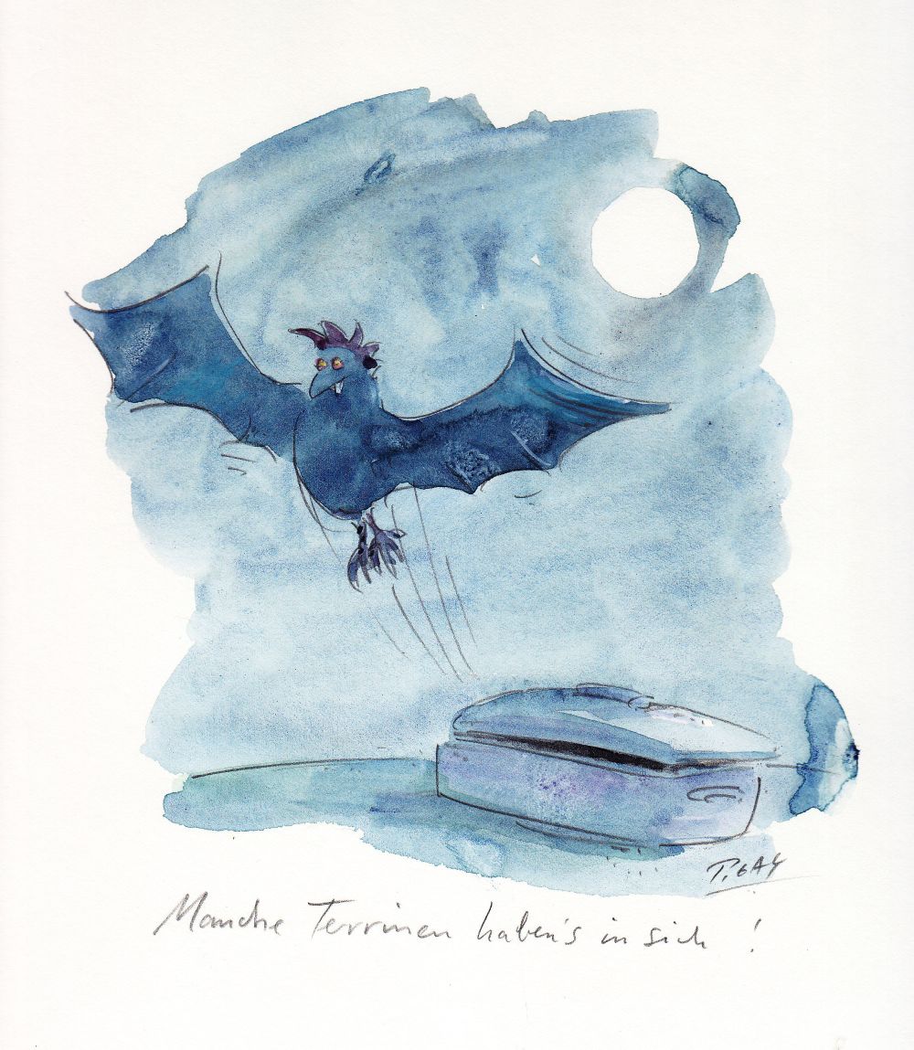 Peter Gayman, "Manche Terrinen haben`s in sich", Aquarell, signiert-image