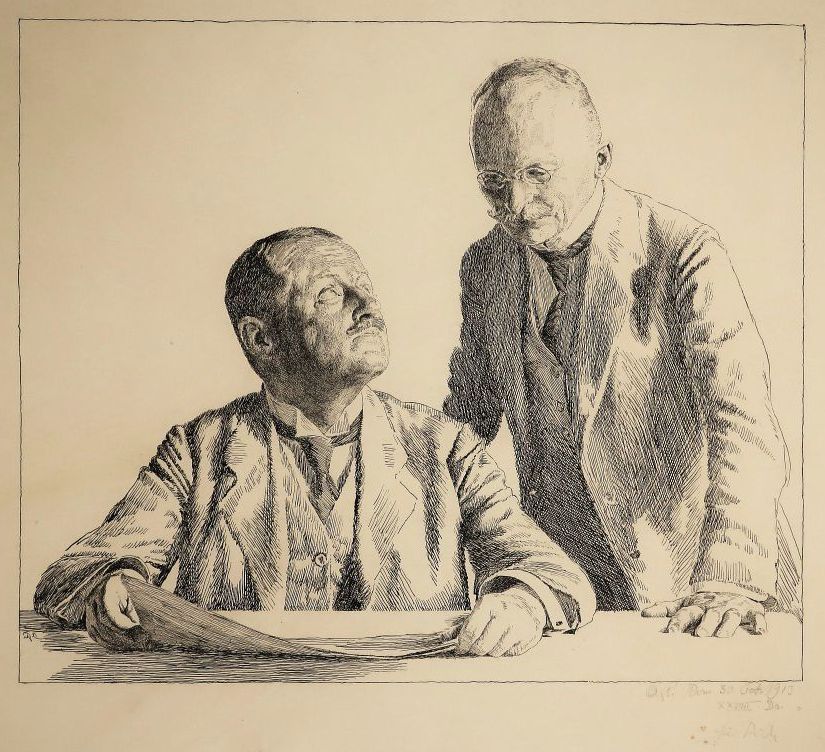 Otto Greiner, Die Sammler, Lithographie, signiert, nummeriert, 1913-image