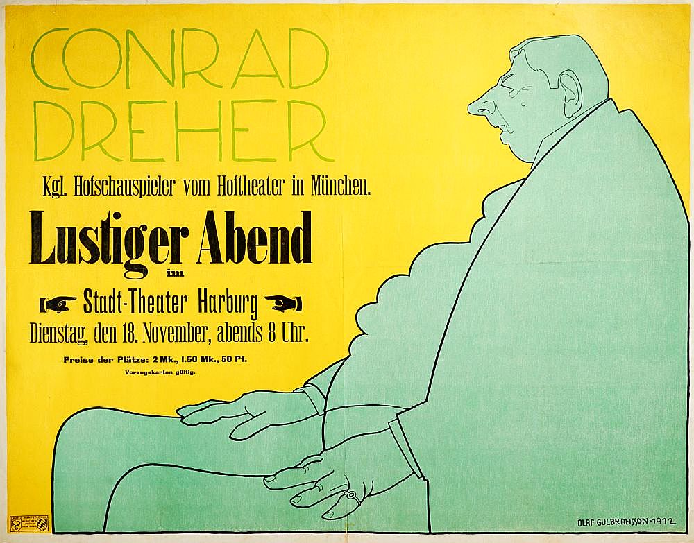 Olaf Gulbransson, Conrad Dreher, Lustiger Abend, Originalplakat, 1912-image