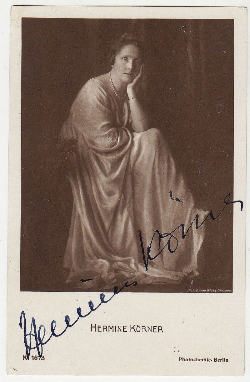 Hermine Körner, Autogramm auf Bildpostkarte-image