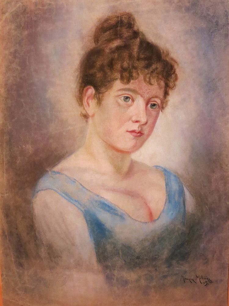 Maurice Millière, Portrait einer jungen Frau, Pastellkreide, signiert, 1905-image