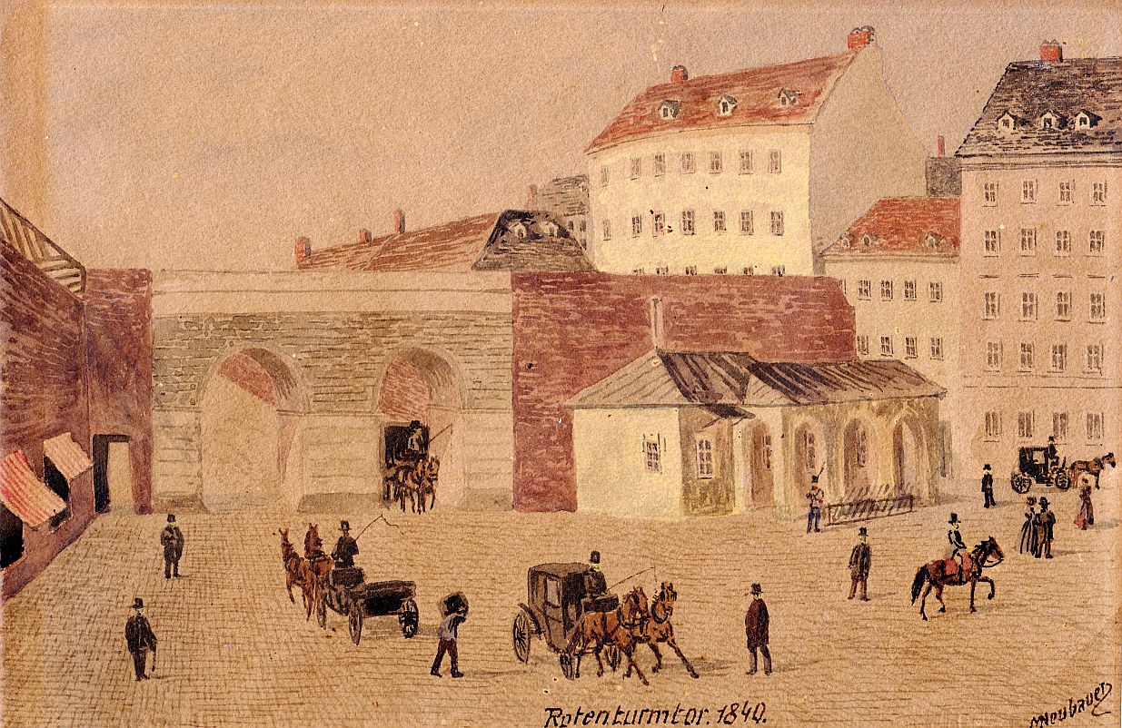 Max Neubauer, Rotenturmtor, Wien, Aquarell, um 1900, signiert