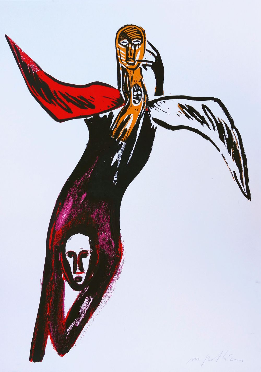 Mimmo Paladino, Figura, Siebdruck auf schwerem Papier, signiert, 1982-image