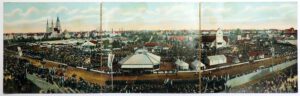 Panorama-Karte vom Oktoberfest in München, Farboffset, F.J.Huber, München 1911-image