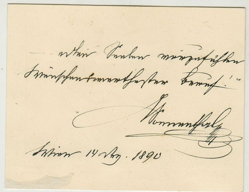 Adolf von Sonnenthal, Albumblatt mit Unterschrift, 1890-image