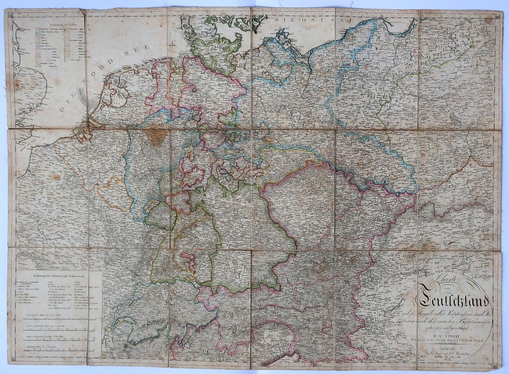 Streit F.W., Charte von Teutschland, Leipzig, Hinrichs 1825, in Leder-Etui-image