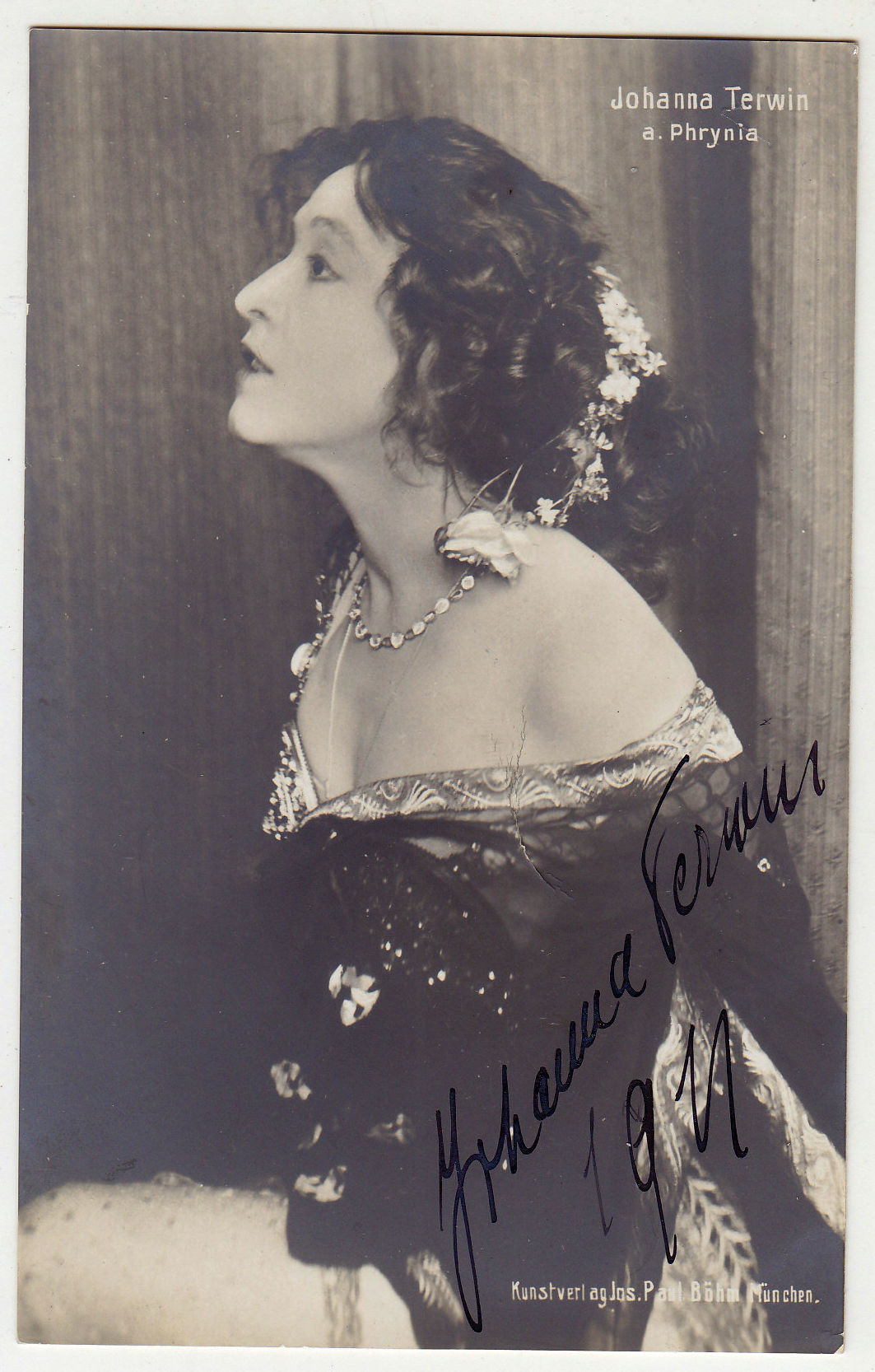 Johanna Terwin, Bildpostkarte mit Autogramm, 1911
