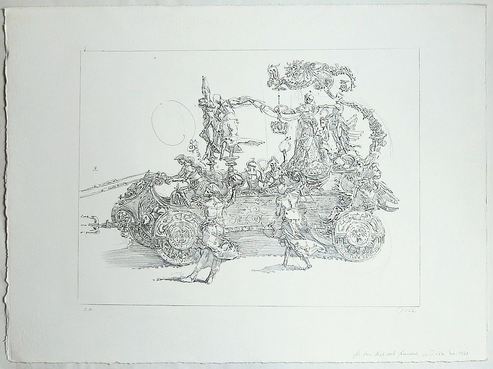 Werner Tübke, Triumphwagen des Kaisers Maximilian, Lithographie, signiert, 1982-image