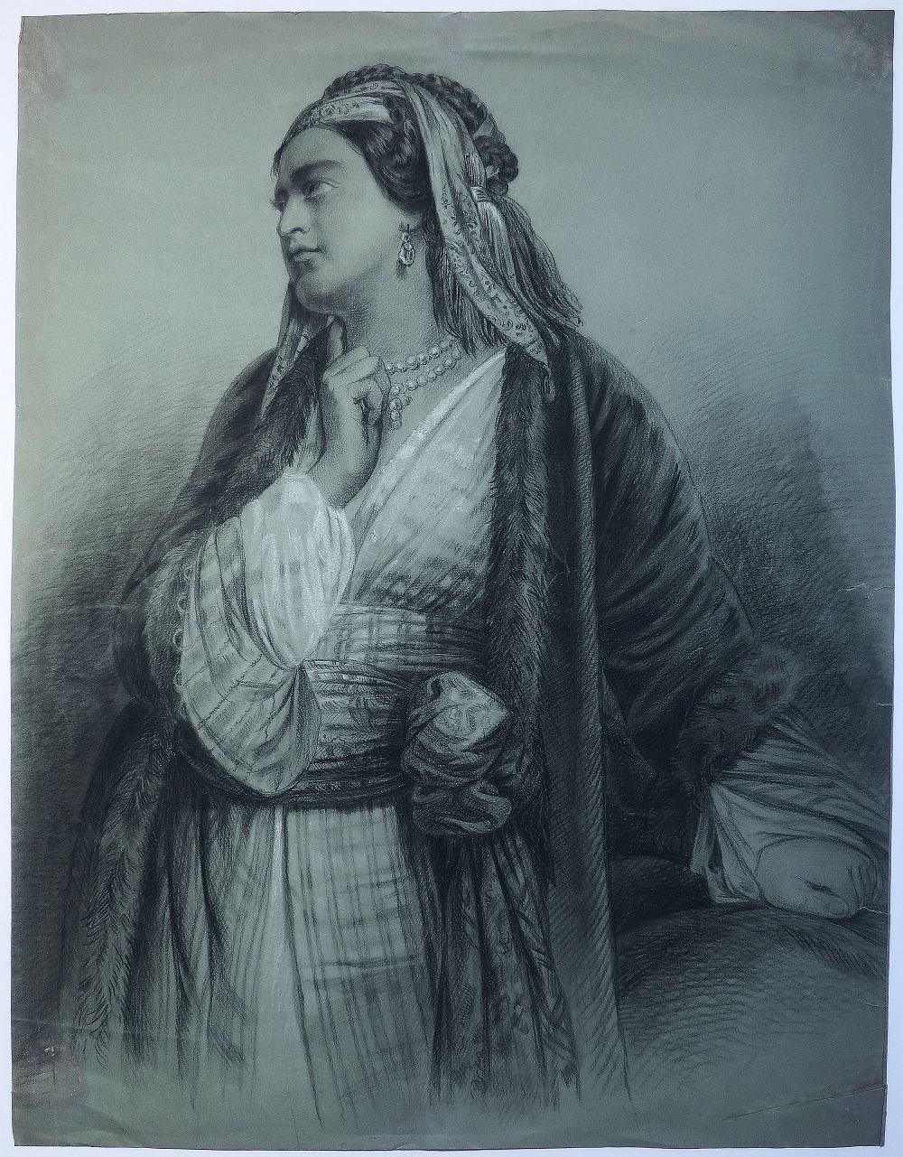 Portrait Vassiliki Kontaxi, genannt Kyra Vassiliki, Kohle auf Zeichenpapier, um 1860/1880-image