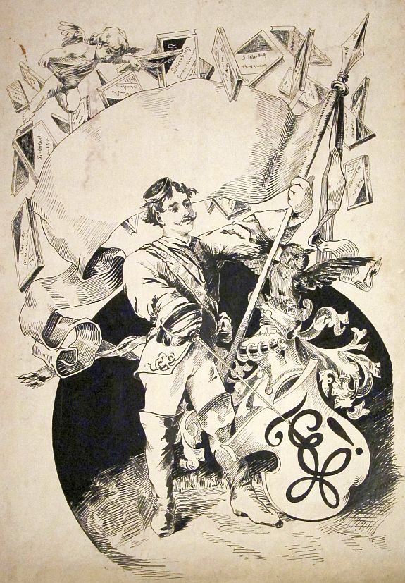 Plakatentwurf für Studentenverbindung, Tusche auf Zeichenpapier, um 1900-image