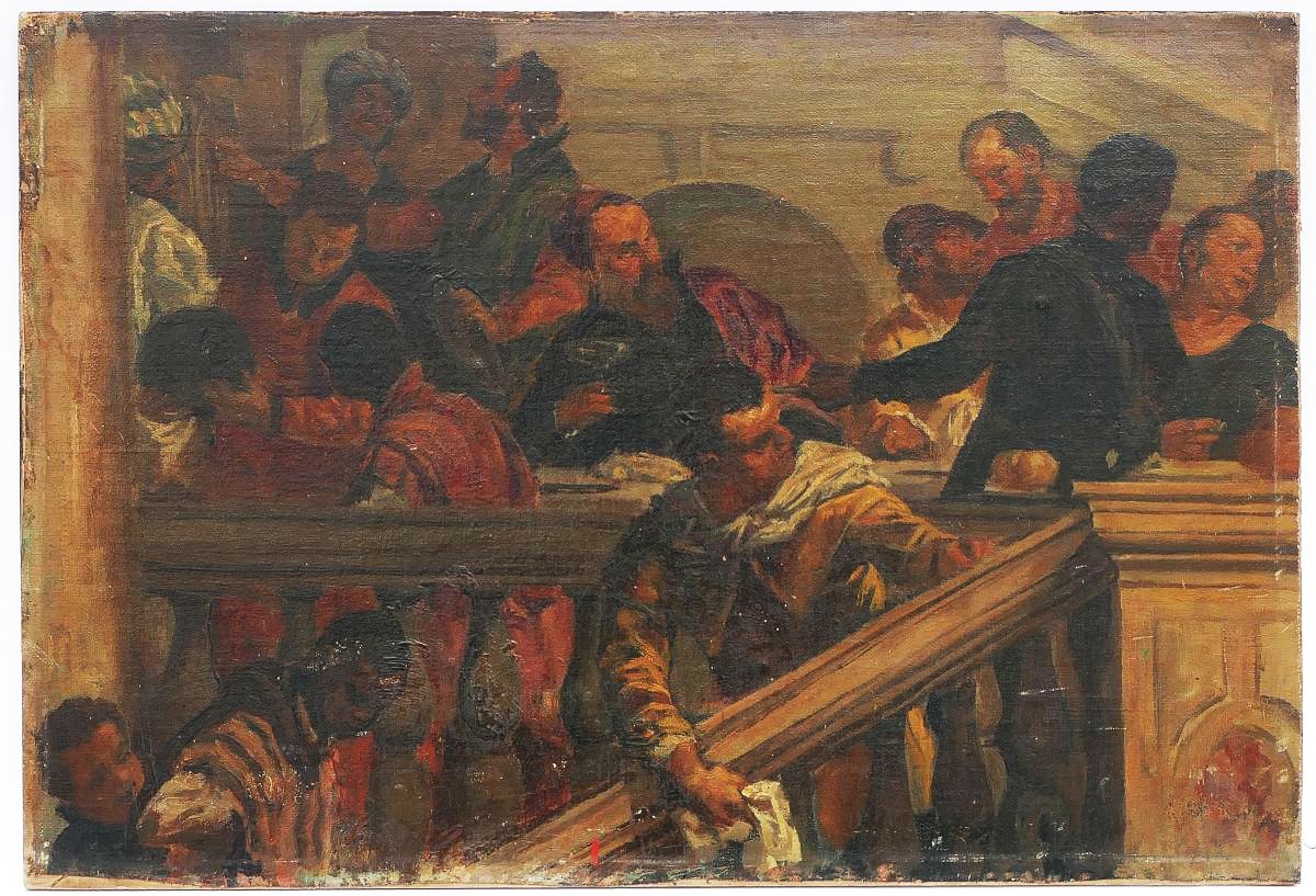 Georg Johann Christian von Urlaub, Partie aus: Das Gastmahl des Levi, Kopie nach Veronese,Öl auf Leinwand-image