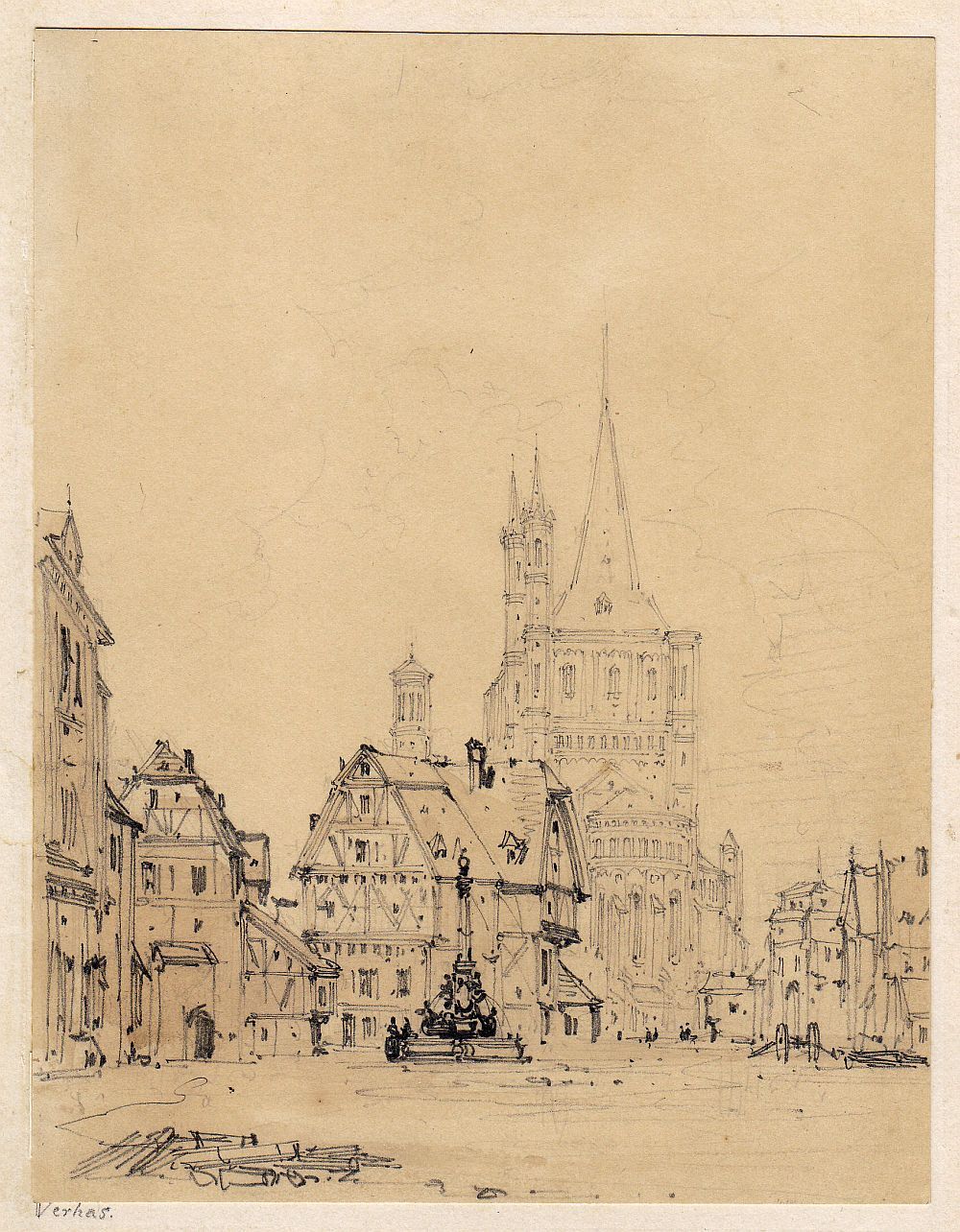 Theodor Verhas, Ansicht von Köln, Bleistiftzeichnung, vor 1847-image