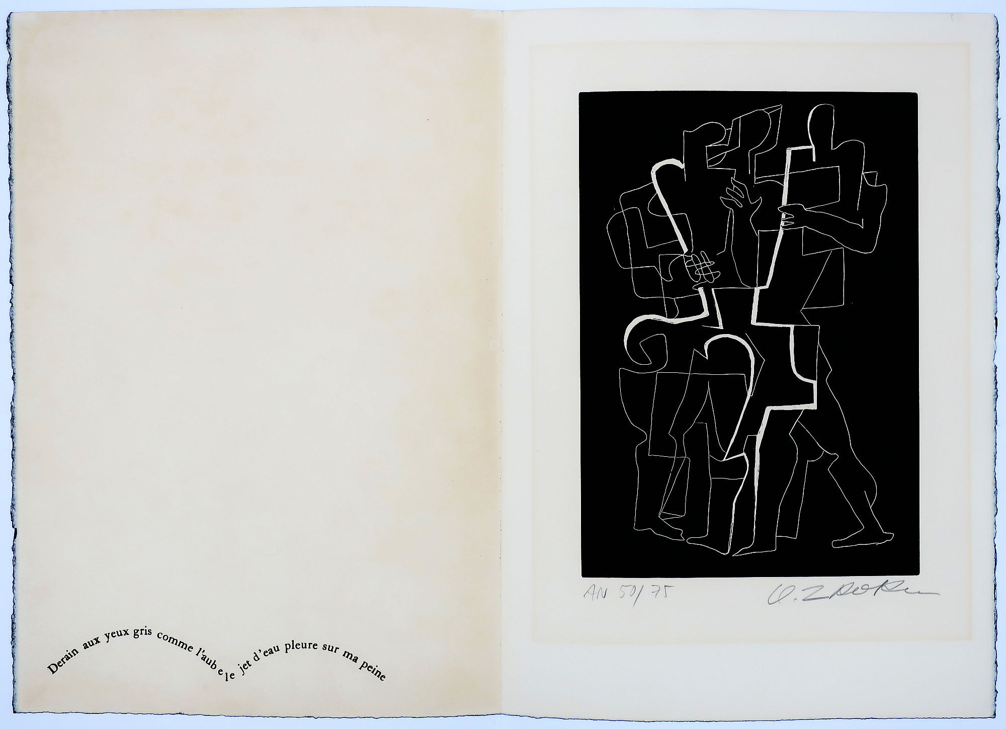 Ossip Zadkine, Radierung aus "Sept Calligrammes d`Apollinaire", signiert, 1967-image