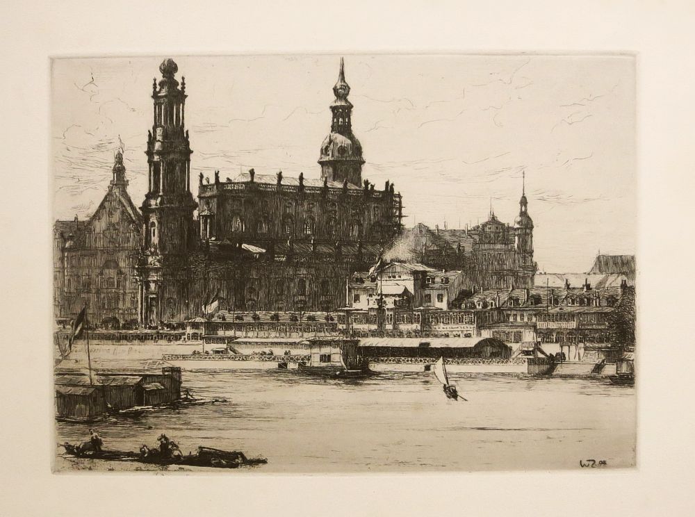 Walter Zeisig, Dresden - Hofkirche und italienisches Dörfchen, Radierung, 1905-image