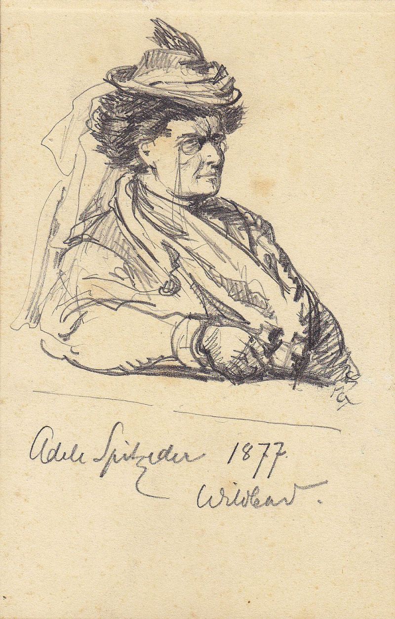 Portrait Adele Spitzeder, Bleistiftzeichnung von Gustave Zorn, Wildbad 1877-image