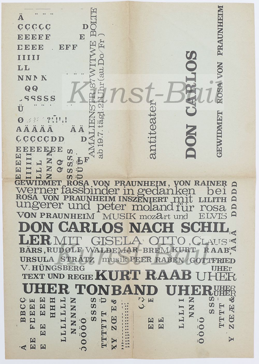 Antiteater München, Gewidmet Rosa von Praunheim / Don Carlos, Theaterplakat, 1969-image