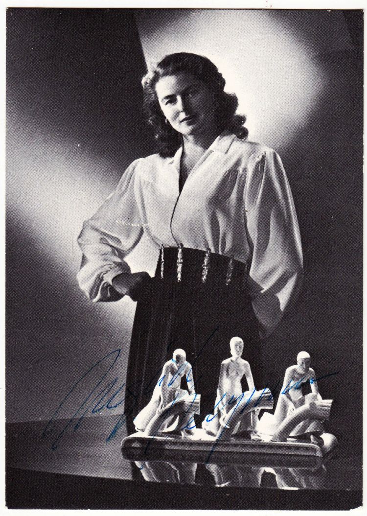 Ingrid Bergman, Autogramm auf Postkarte-image