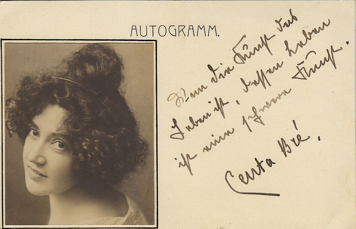 Centa Bre, Autogramm auf Autogrammkarte mit Echtfoto-image