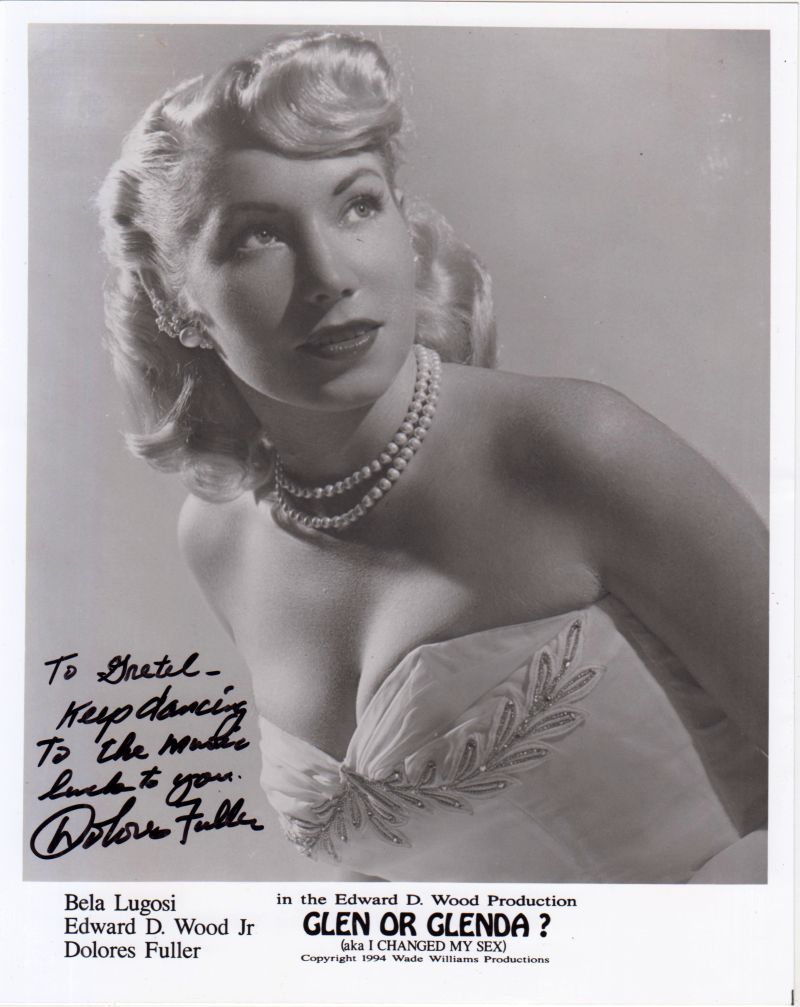 Dolores Fuller, Widmung & Autogramm auf "Glenn or Glenda"-Portraitfoto, Ed Wood-image