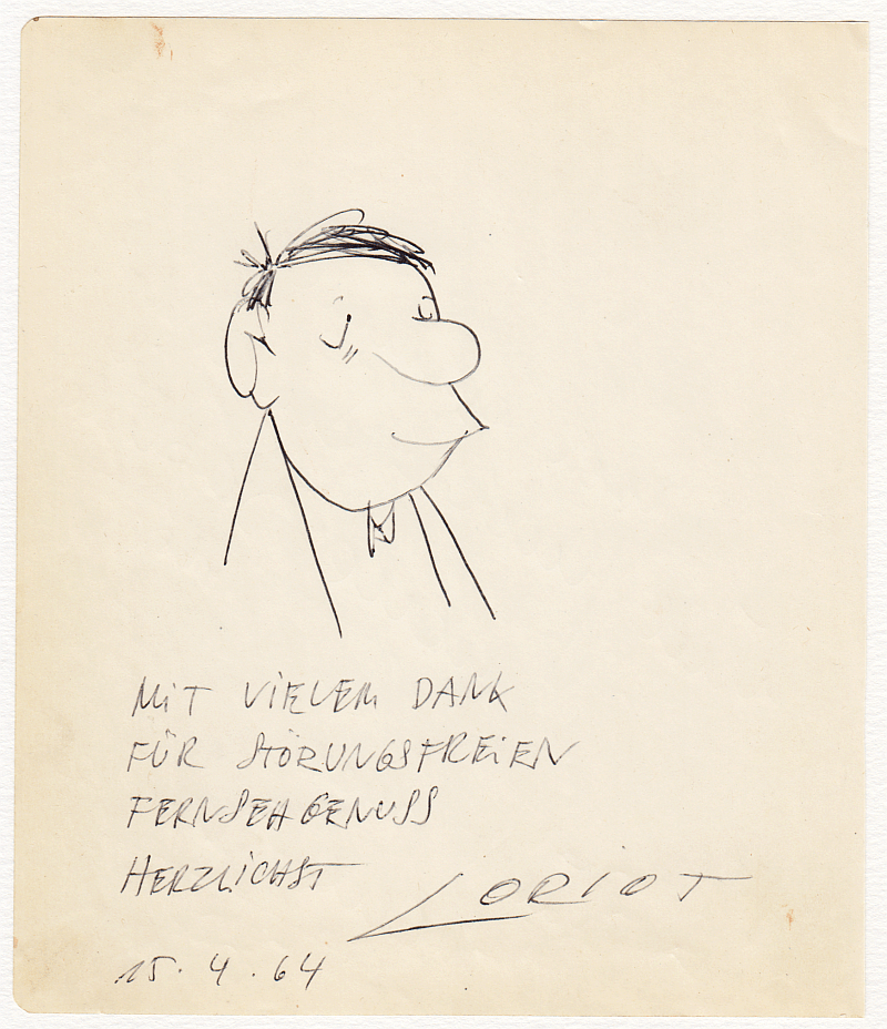 Loriot, Zeichnung und Widmung mit Signatur, 1964-image