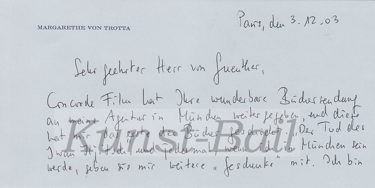 Margarethe von Trotta, zwei Briefkarten ud Briefumschlag, 2003/04-image