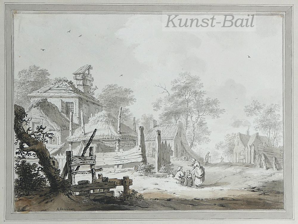 Bartholomeus Barbiers, Dorfszene, Tusche, um 1780-image