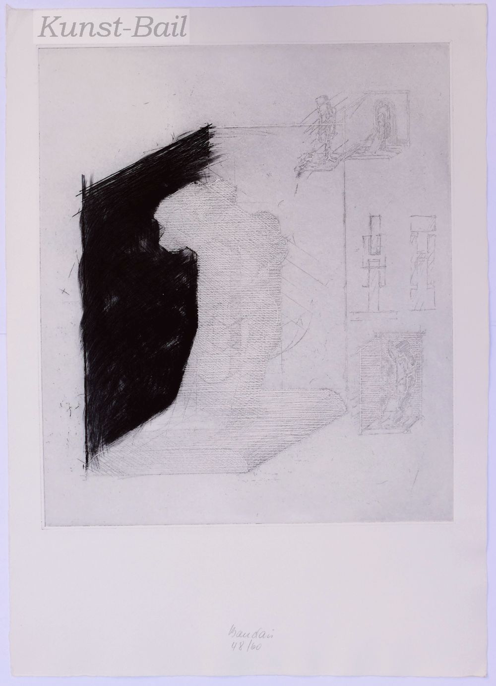 Joachim Bandau, ohne Titel (abstrakt), Radierung und Prägedruck, signiert-image