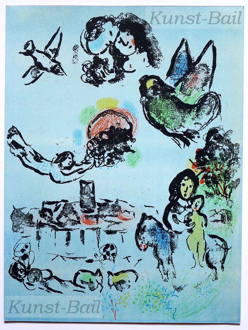 Marc Chagall, Nocturne à Vence, Farblithographie, 1963-image