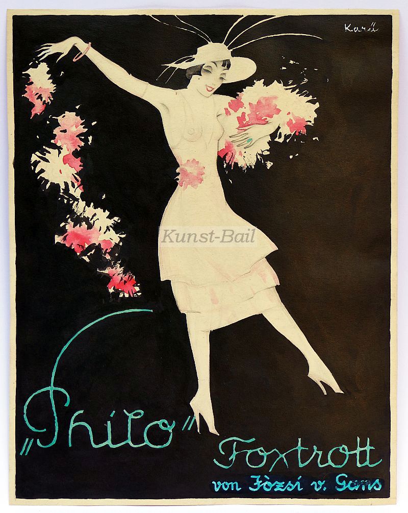 Karü (?), „Philo“-Foxtrott, Tusche und Aquarell, um 1925-image