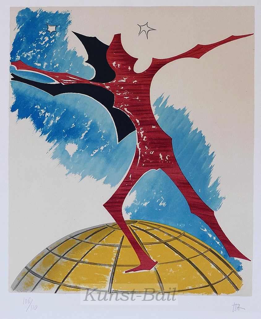 Man Ray, In cima al Mondo, Farblithographie, monogrammiert, 1972.-image