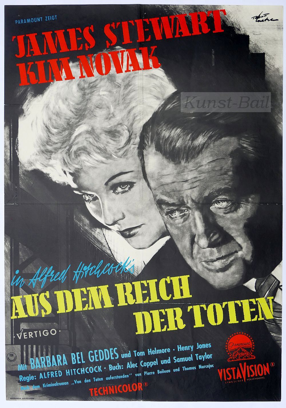 Aus dem Reich der Toten (Vertigo), Filmplakat, A1, Dt. EA 1958-image