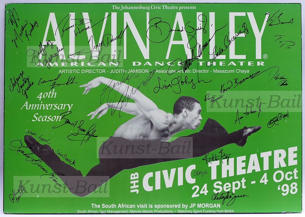 Alvin Ailey Amerincan Dance Theater, Plakat, 1998, Johannesburg Civic Theatre, mit 26 Autogrammen-image