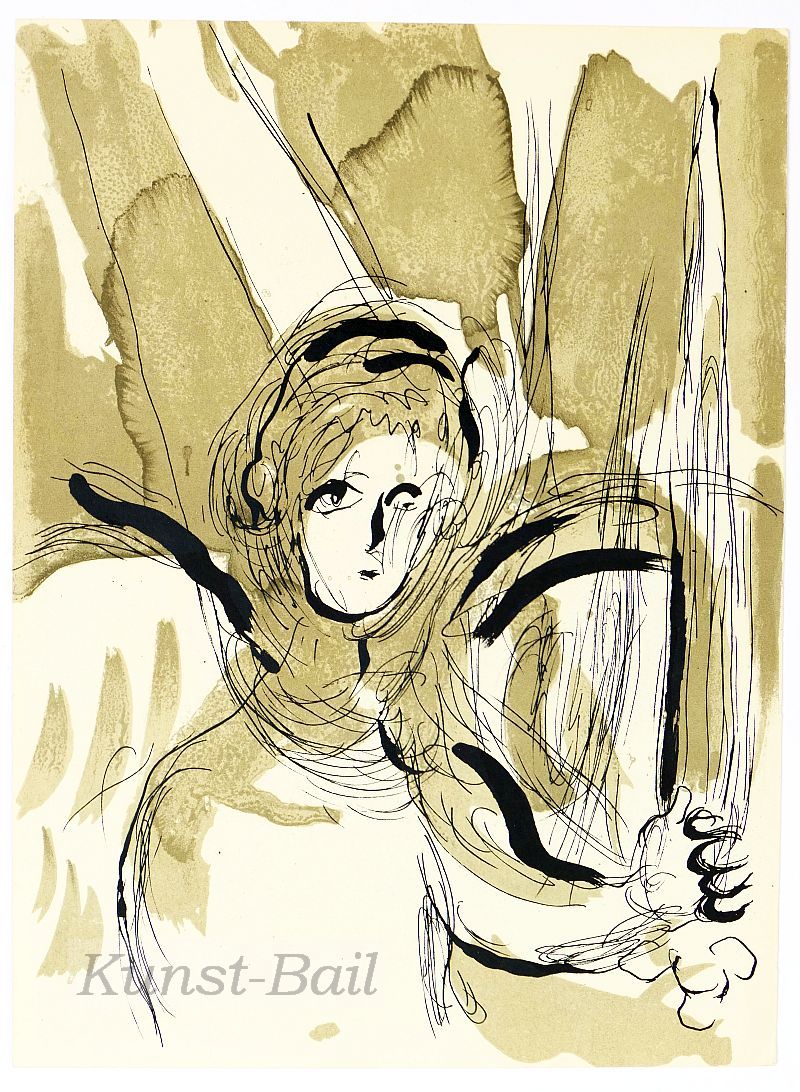 Marc Chagall, L'ange a l'épée, Lithographie, 1956-image