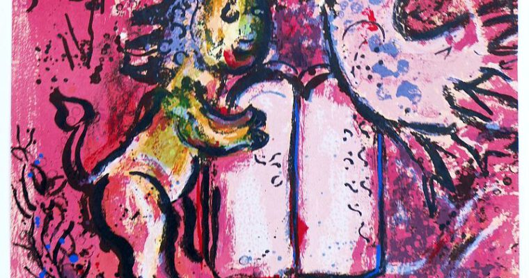 Marc Chagall, Les Tables de la Loi, Original Farblithographie, 1962