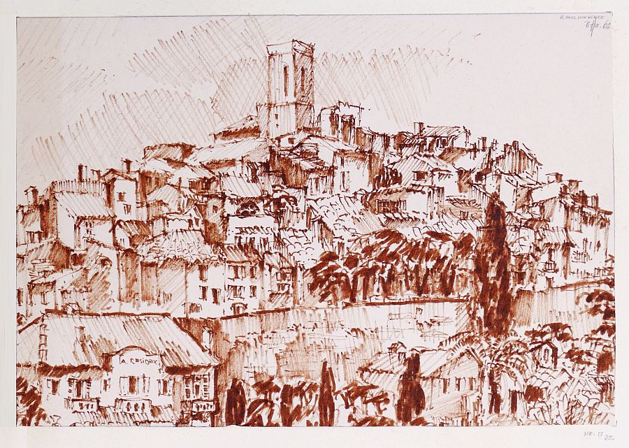 B. Hammerschmidt, St. Paul sur Vence, Tusche oder Filzstift auf Papier, signiert, 1968-image