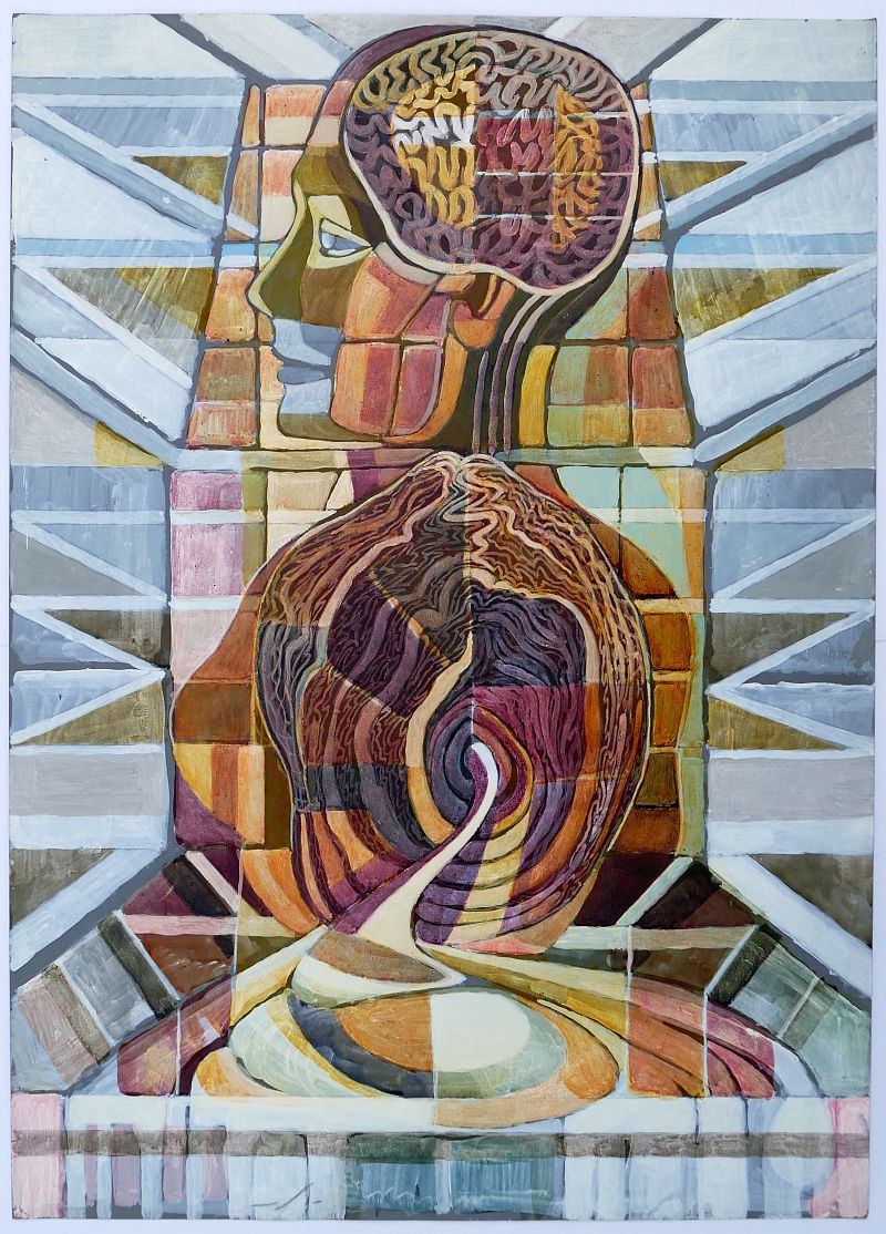 B. Hammerschmidt, ohne Titel (Anatomie), Öl auf Karton, um 1970-image