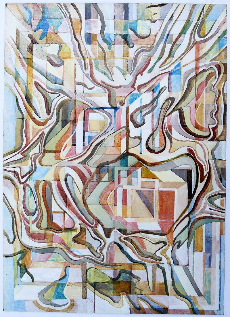 B. Hammerschmidt, ohne Titel (Struktur, Wellen), Öl auf Malkarton, nicht signiert, um 1970-image