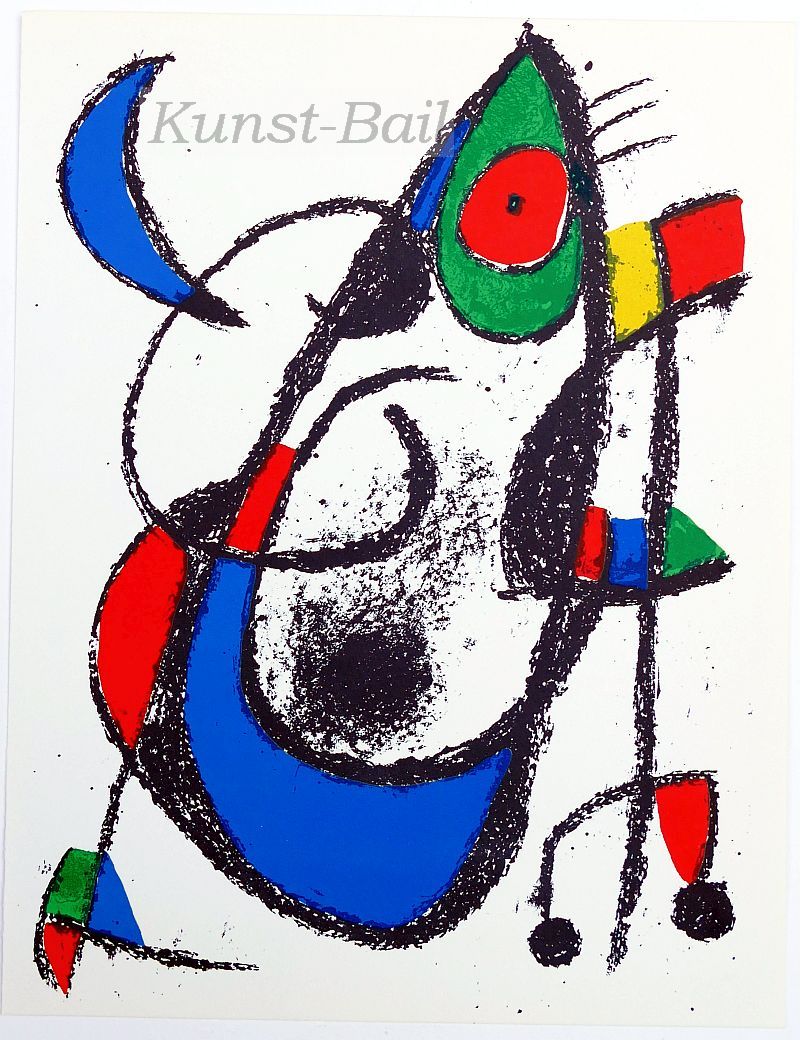 Juan Miro, ohne Titel (Maus emporschauend zum Mond), Original Lithographie, 1975-image