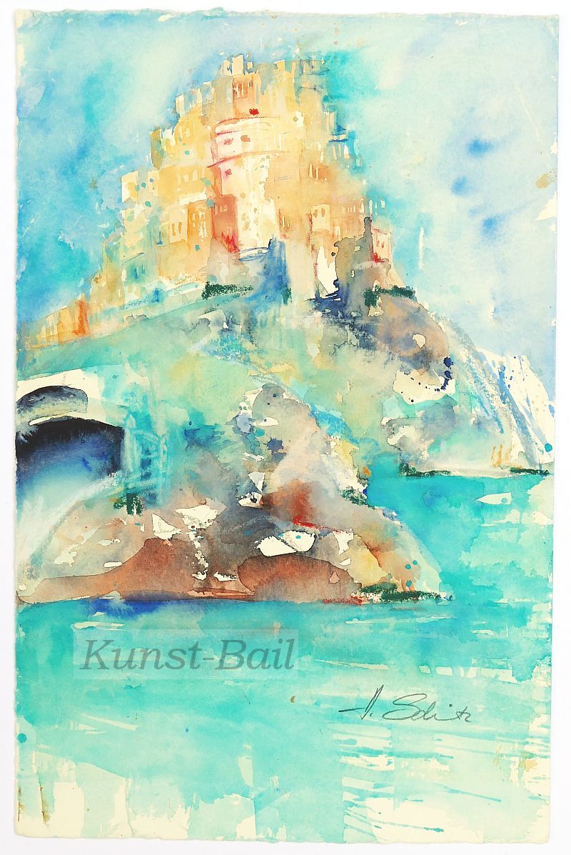 Manarola (Italien), Aquarell auf Bütten, signiert, um 1980-image