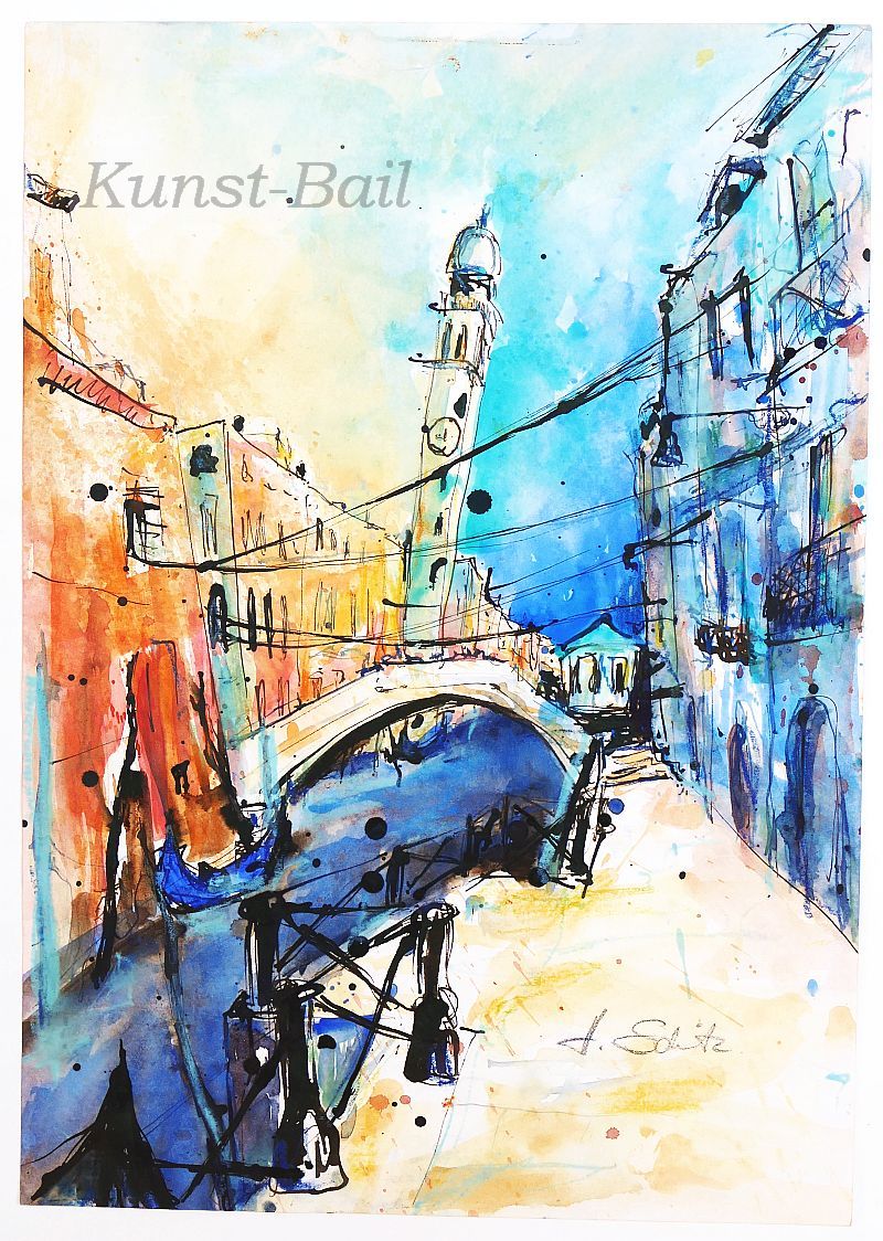 Venedig - der schiefe Campanile, Aquarell, um 1980-image